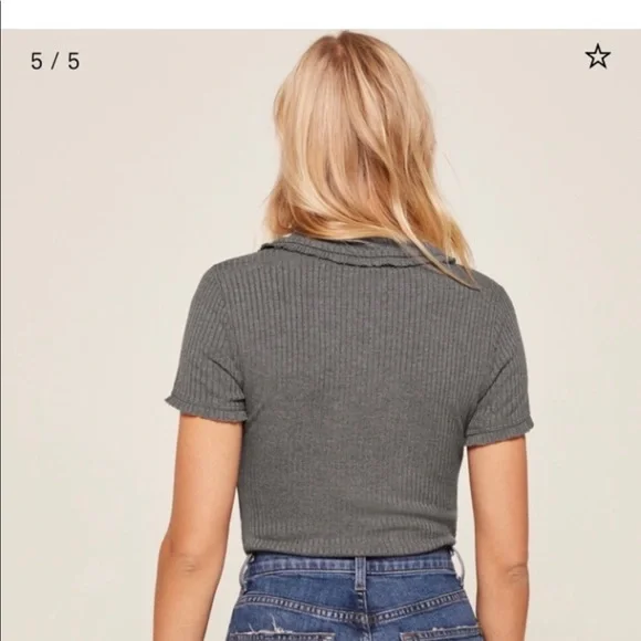 Reformation Margaret Gray Shirt Size M - Picture 3 of 8